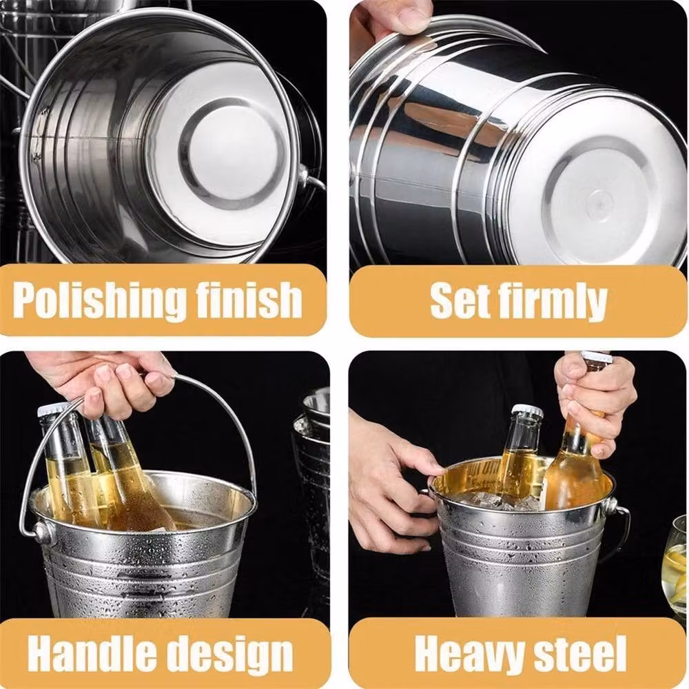 FLAVORA Stainless Steel Ice Bucket in Silver, 4L – 2