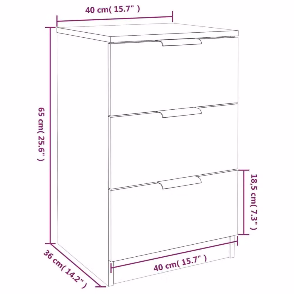 Berkfield Home Smoked Oak Bedside Cabinet in Brown, W/D/H: 40 x 36 x 65 cm – 4