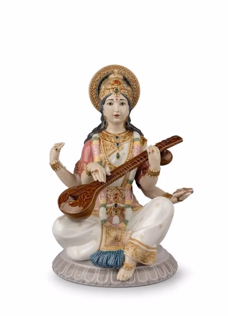 Lladró Goddess Saraswati Multicolour Porcelain Figurine