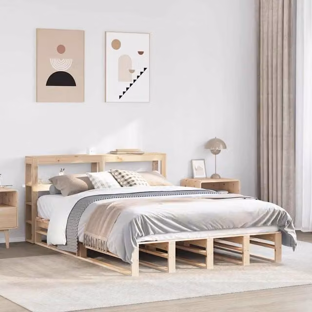 Berkfield Home Small Double Bed Frame in Brown Rustic Solid Pine, W/D/H: 120 x 200 cm – 1