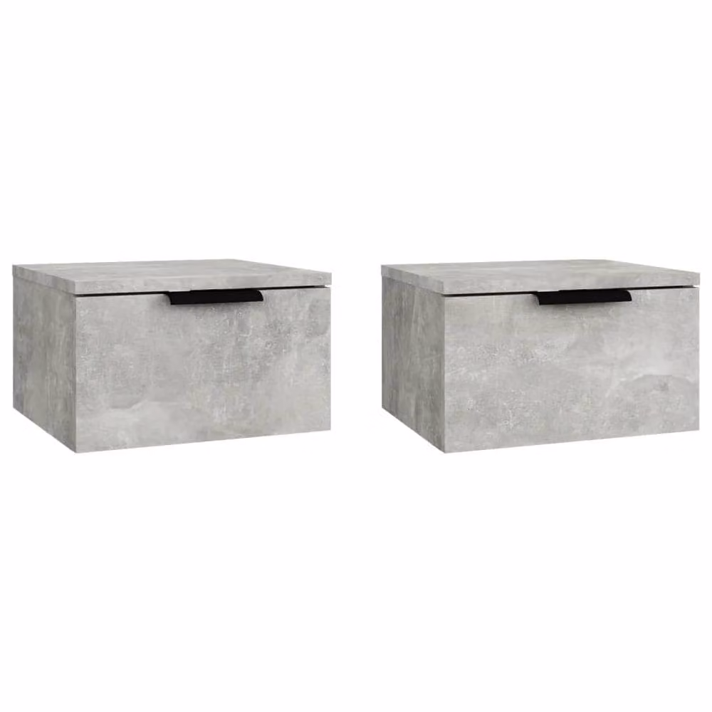 Berkfield Home Set of 2 Wall-mounted Bedside Cabinets in Concrete Grey, W/D/H: 34 x 30 x 20 cm – 2