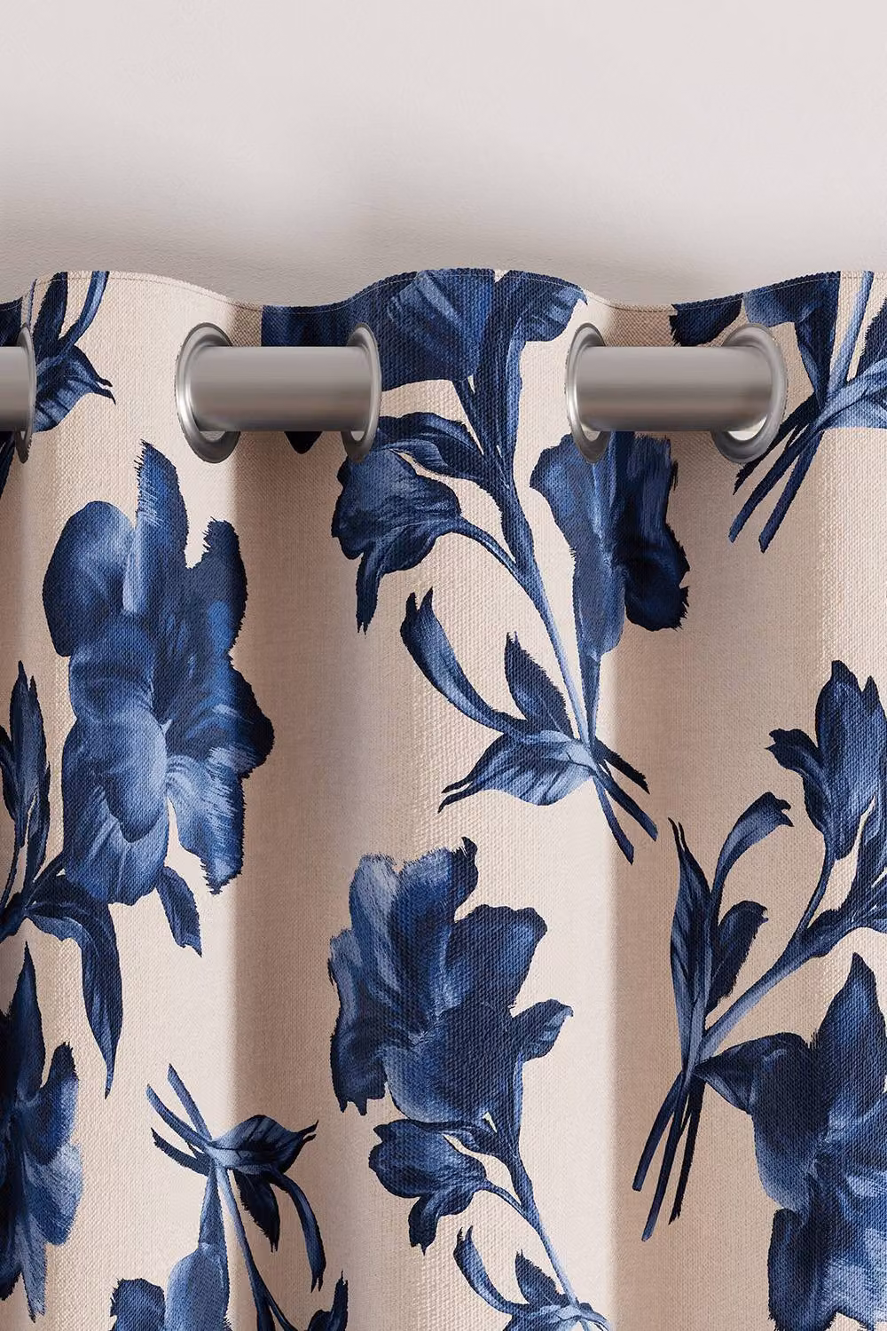 Ted Baker Midnight Floral Blue and Silver Eyelet Curtains, Width: 167.64 cm, Height: 228.6 cm – 4