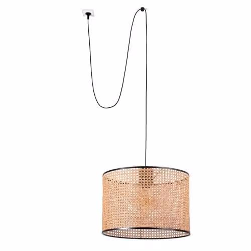 Netlighting Mambo Black Rattan Cylindrical Pendant Lamp Ø45 cm