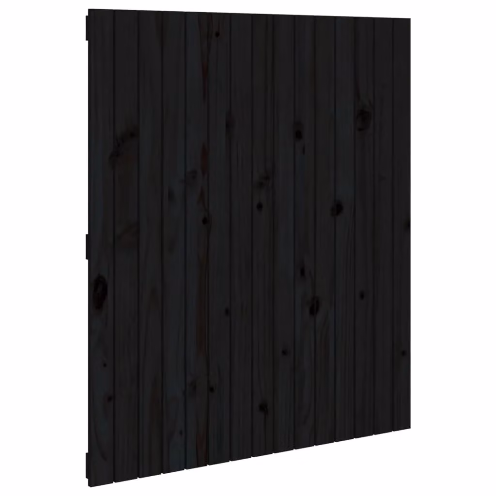 Berkfield Home Black Rustic Solid Wood Pine Wall Headboard W: 95.5 cm, D: 3 cm, H: 110 cm – 2