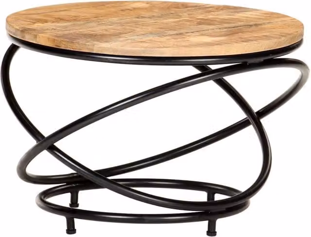 Berkfield Home Black Solid Rough Mango Wood Coffee Table W/D/H: 60 x 60 x 40 cm
