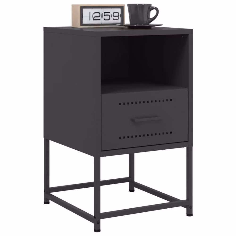 Berkfield Home Set of 2 Black Industrial Metal Bedside Cabinets, W/D/H: 36 x 39 x 60.5 cm – 3
