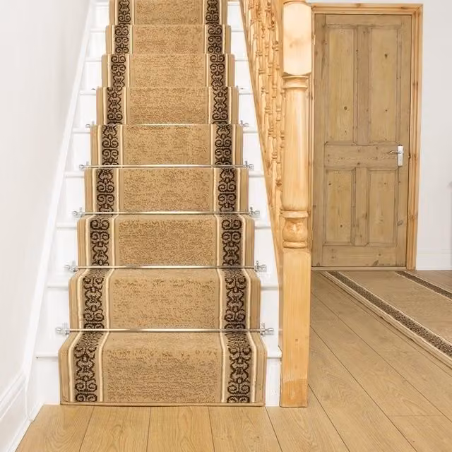 runrug Tribal Stair Runner Carpet in Beige, W: 70 cm x L: 660 cm