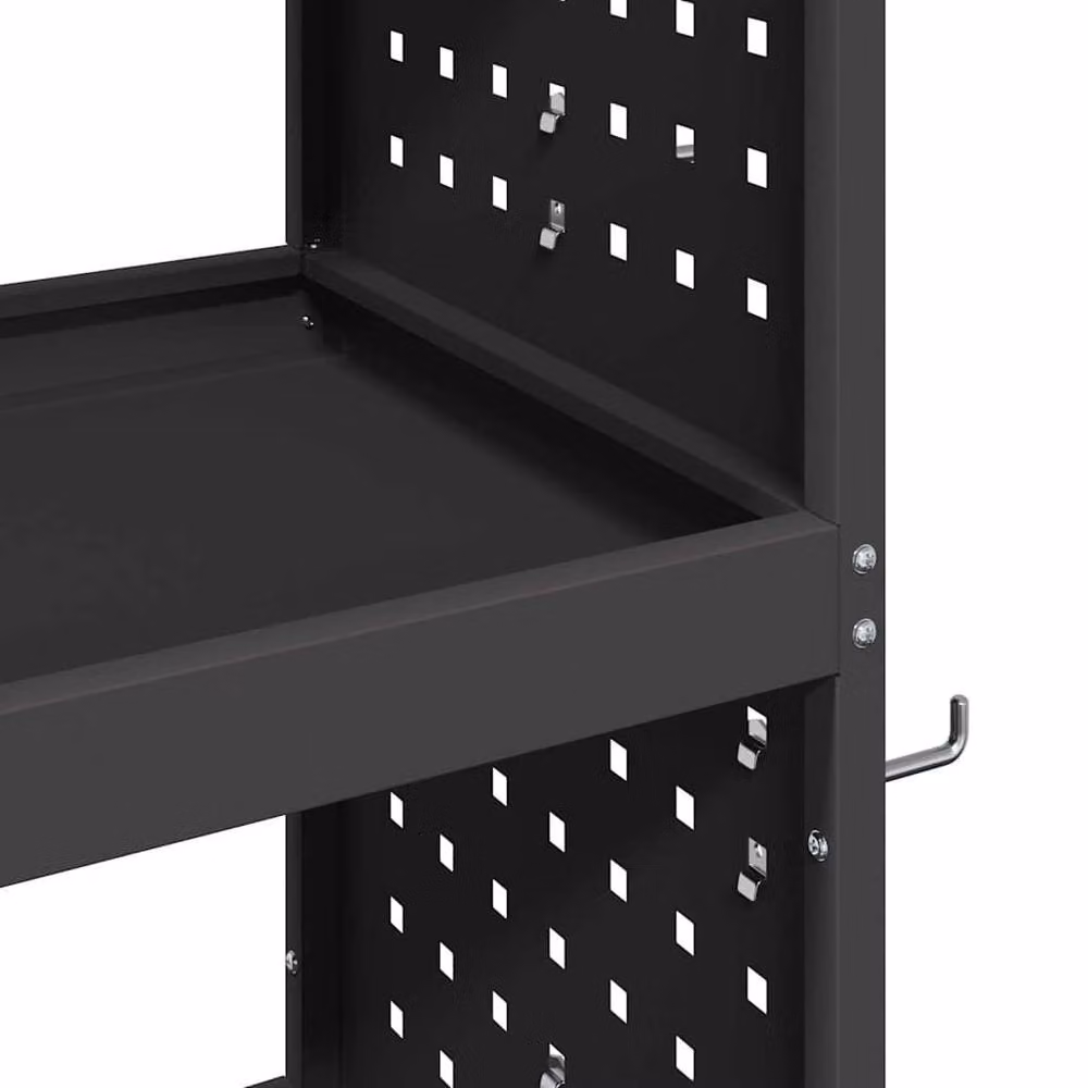 Berkfield Black Steel Tool Trolley with Shelf and Lockable Wheels – 7