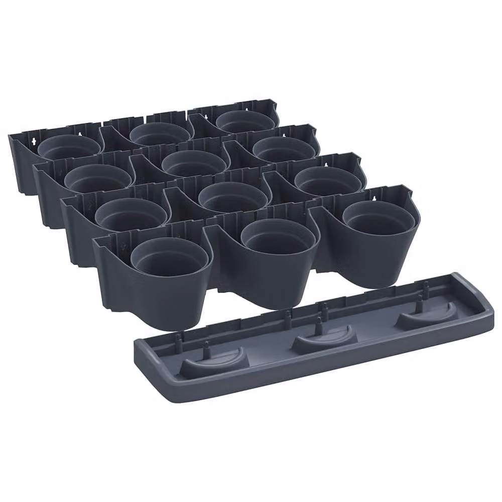 Berkfield Home 12 Piece Vertical Garden Planter Set in Anthracite and Black Polypropylene – 3