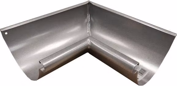 Galeco Galvanised Steel Half Round Gutter Internal Angle, 90 Degree, 150mm, Silver