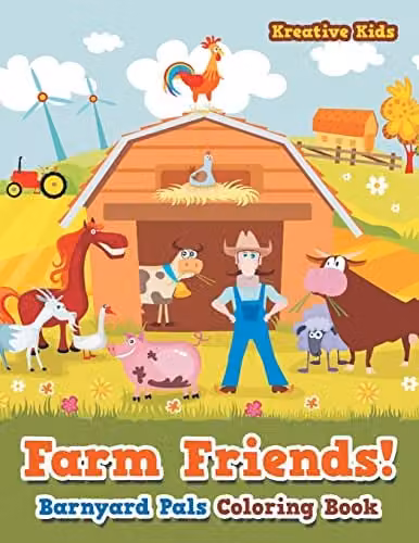 Kreative Kids Farm Friends! Barnyard Pals Colouring Book for Children, Multicolour
