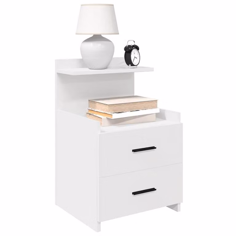 Berkfield Home Durable Bedside Cabinets, Set of 2, White, W: 40 cm, D: 36.5 cm, H: 62 cm