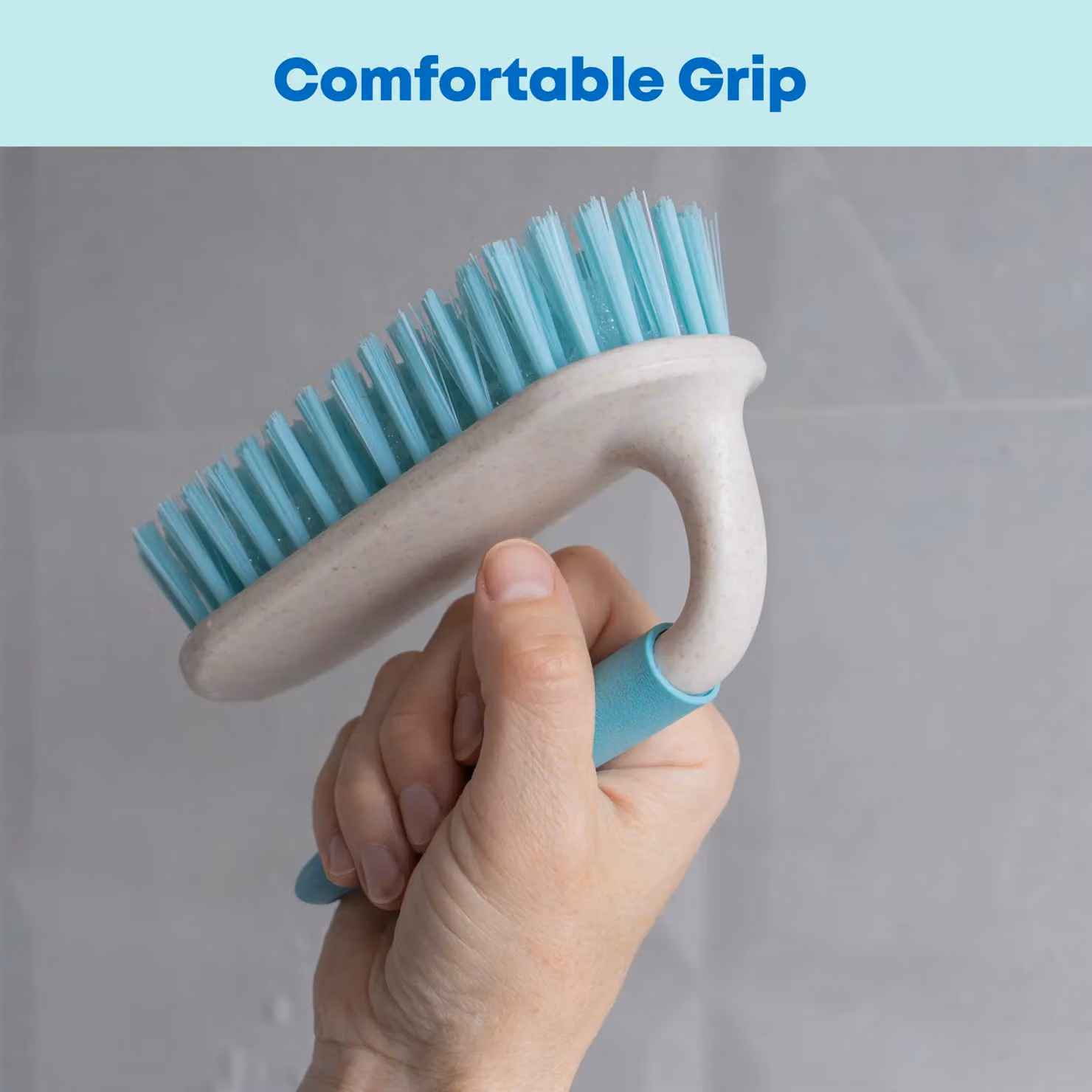 JVL Pro Clean Anti-Bacteria Scrubbing Brush with Handle in Blue – 2