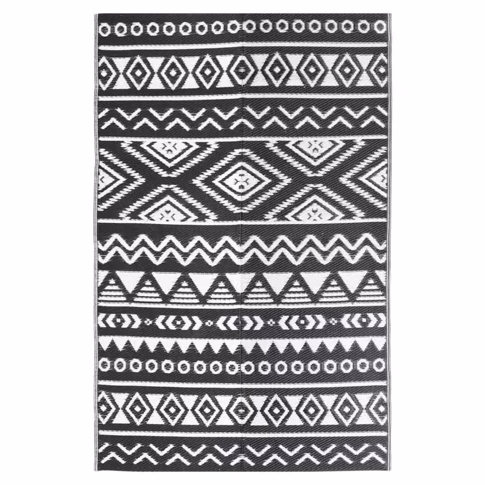 Berkfield Home Black Outdoor Ethnic Polypropylene Rug W: 190 cm, L: 290 cm – 2