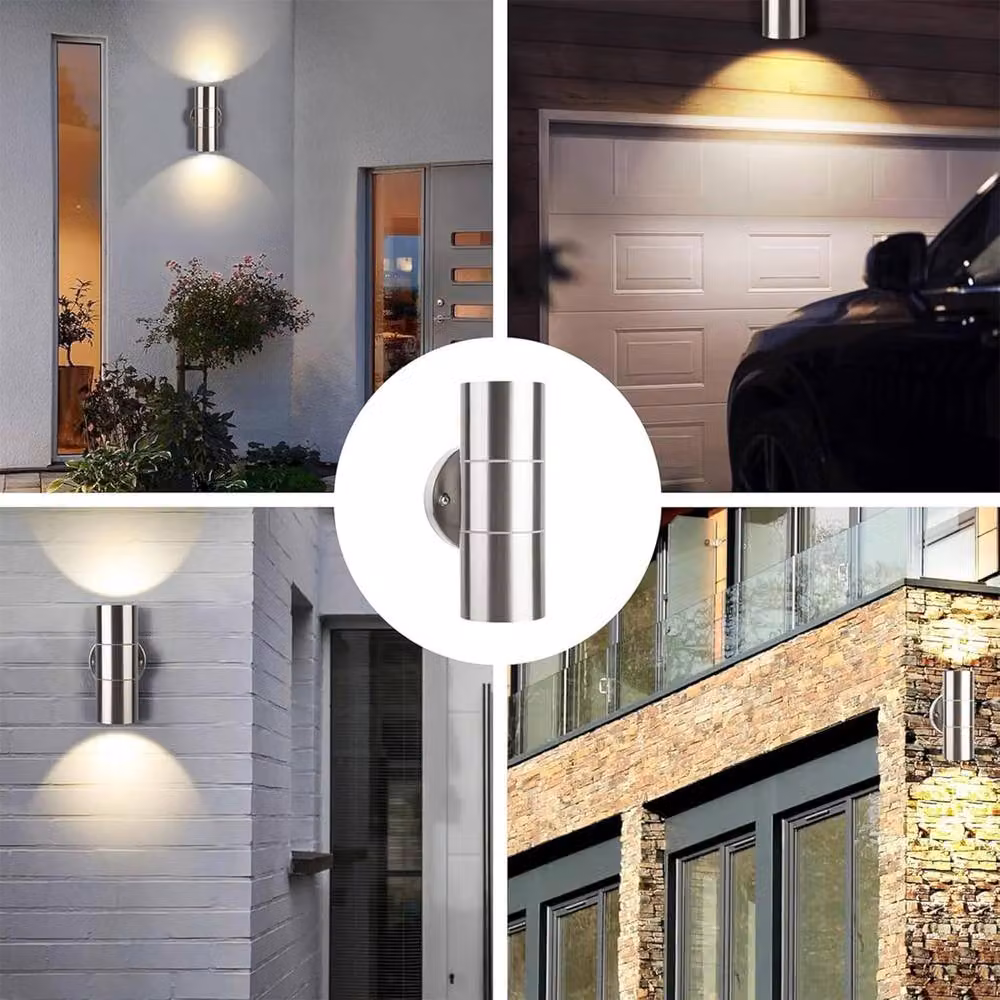 ATEK Silver Stainless Steel Up and Down GU10 Wall Light, IP65 Waterproof Outdoor Sconce for Garden and Exterior Use – 2
