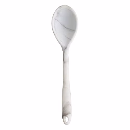 Premier Housewares Marble Effect Silicone Cooking Spoon, Heat Resistant and Non-Scratch, White and Grey, W/D/H: 6 x 2 x 27 cm