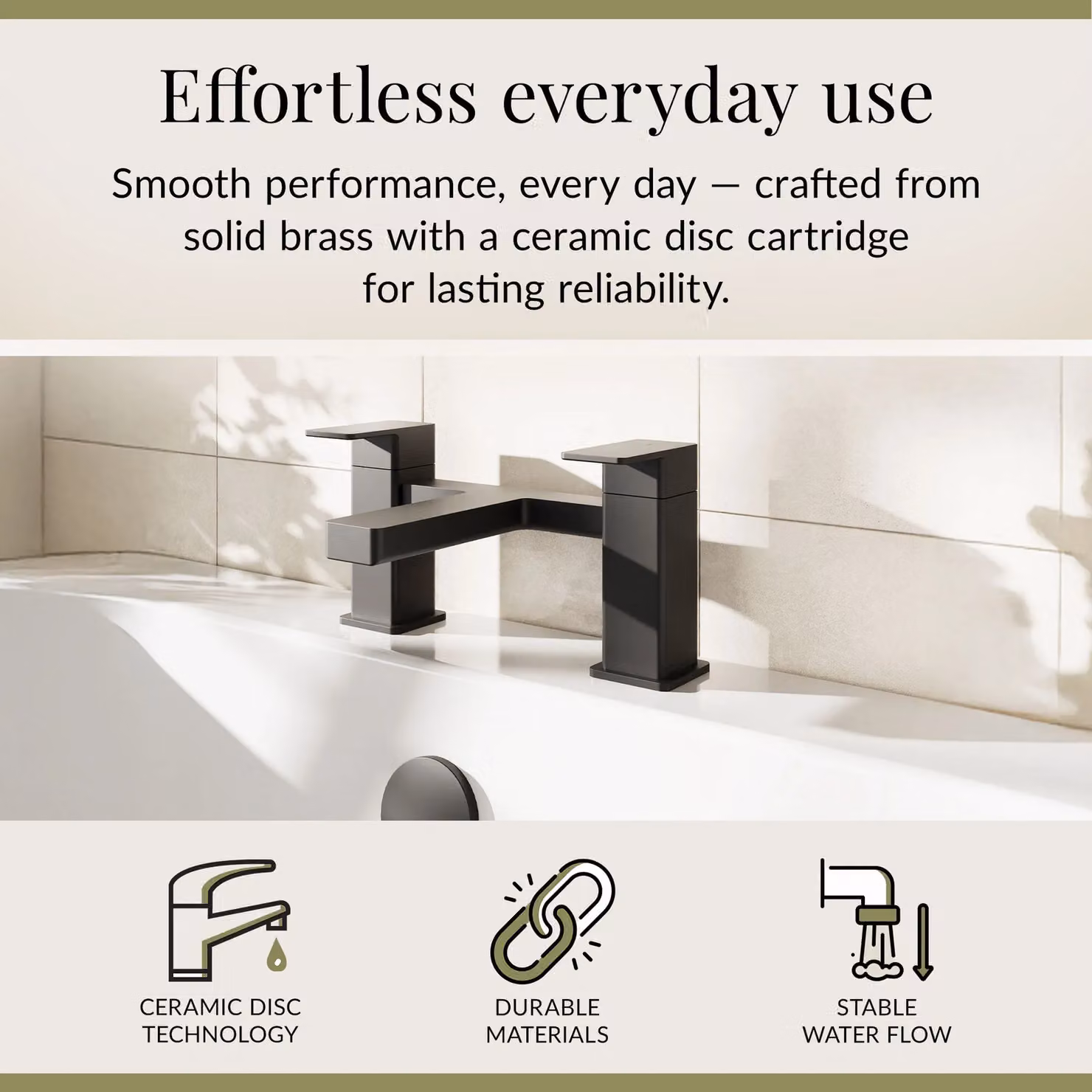Balterley Square Deck Mounted Bath Filler Tap with Dual Levers in Matt Black – 2