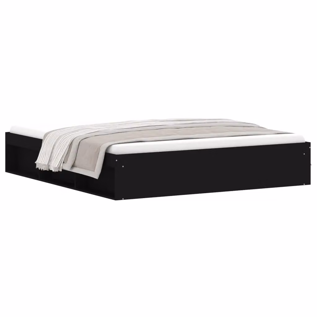 Berkfield Home Modern Black Bed Frame with Side Compartments, W/D/H: 180 x 200 cm – 2