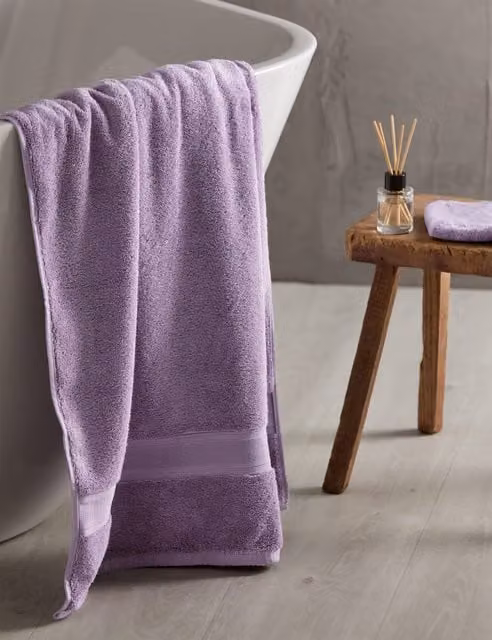 M&S Super Soft Pure Cotton Fluffy Quick Drying Towel in Purple