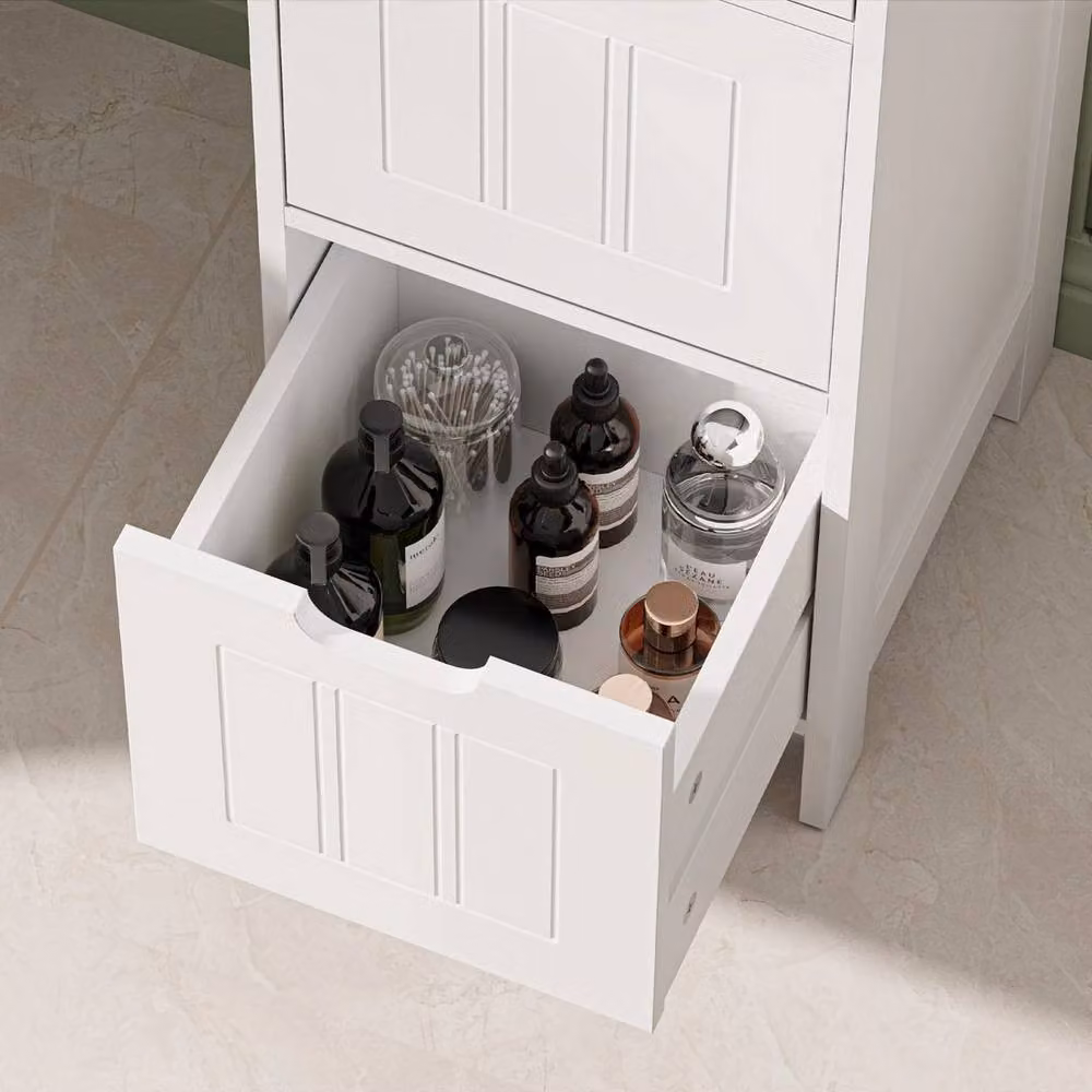 EONLION Modern 3 Drawer Freestanding Bathroom Cabinet in White Matt, H: 81.0 cm x W: 30.0 cm x D: 30.0 cm – 2