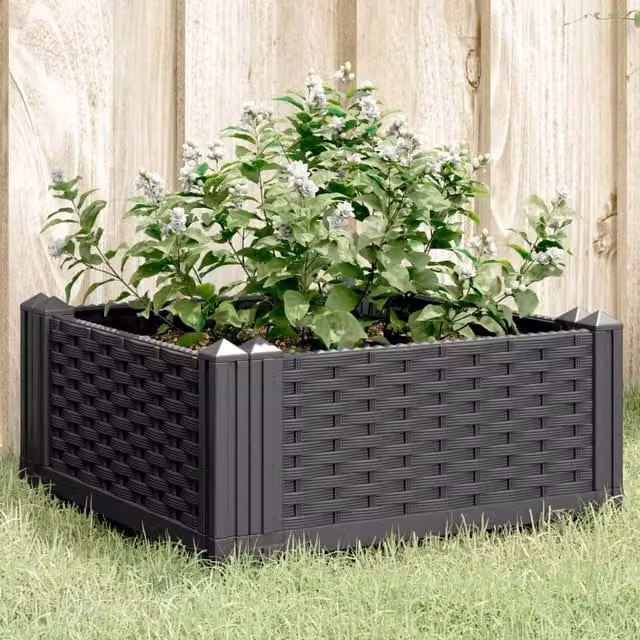 Berkfield Home Garden Planter with Pegs in Black, W/D/H: 42.5 x 42.5 x 28.5 cm – 1