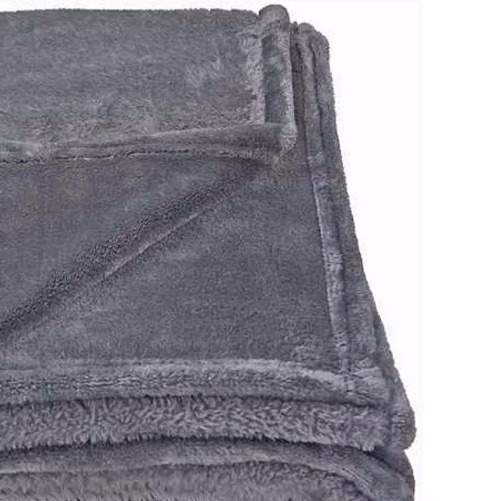 Brand Lab Fluffy Plain Fleece Blanket in Grey – 2