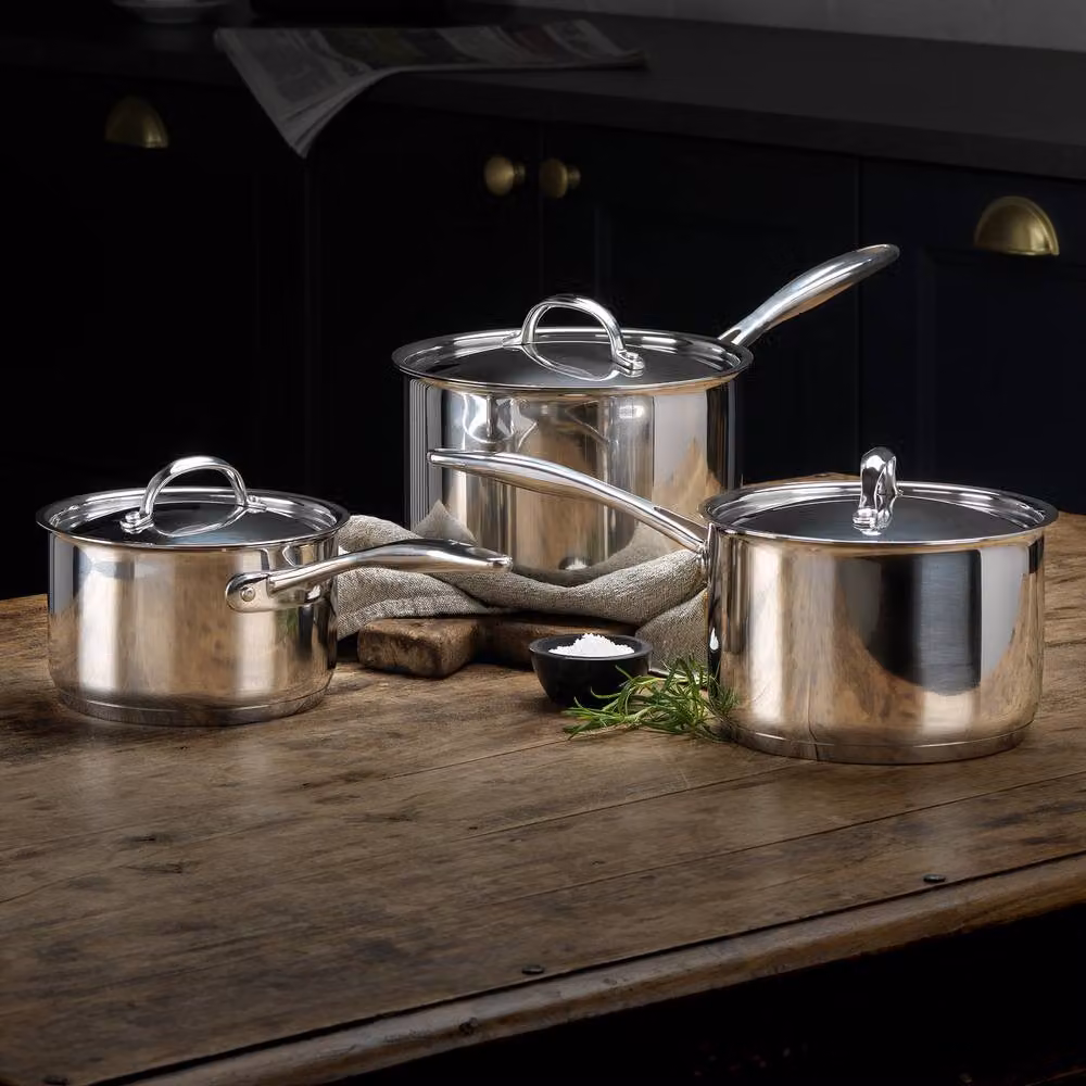 Stellar Profile 7000 3 Piece Stainless Steel Saucepan Set in Metallic Silver – 2