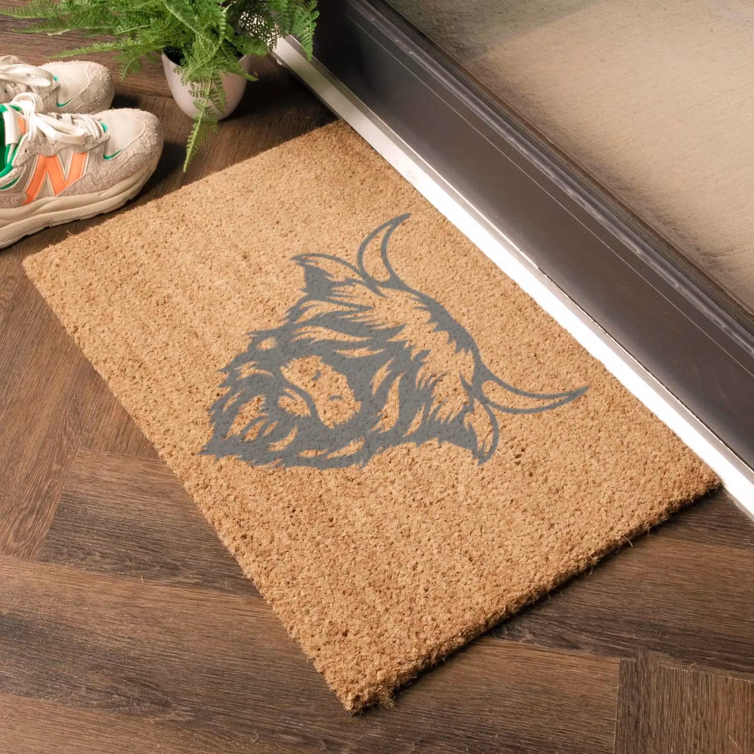 Artsy Mats Grey Highland Cow Doormat, W: 60 cm, D: 40 cm – 2