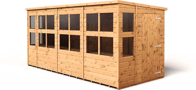 Empire Sheds Brown Pent Potting Shed with Single Door, Windows and Shelving