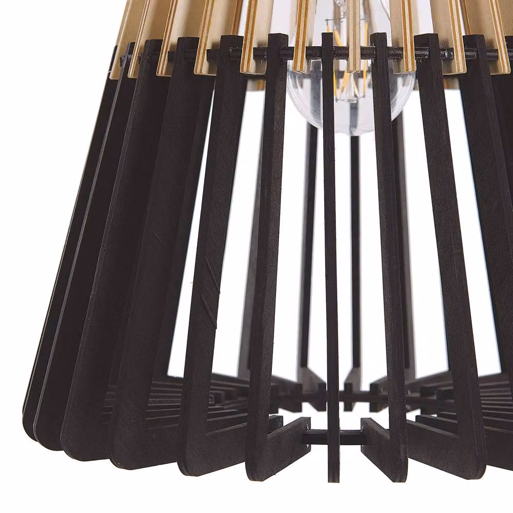 Wyld and Coco Scandinavian Pendant Light in Natural Wood and Black – 4