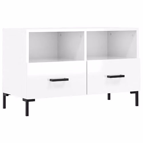 vidaXL Modern High Gloss White TV Cabinet, W: 80 cm, D: 36 cm, H: 50 cm