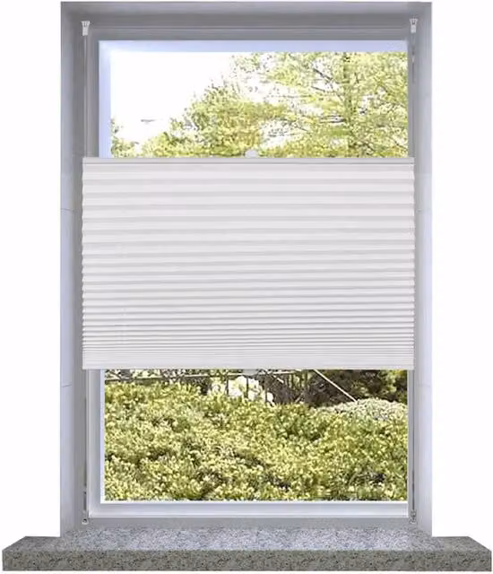 Berkfield Home White Single Pleat Plisse Blind W: 50 cm, H: 125 cm