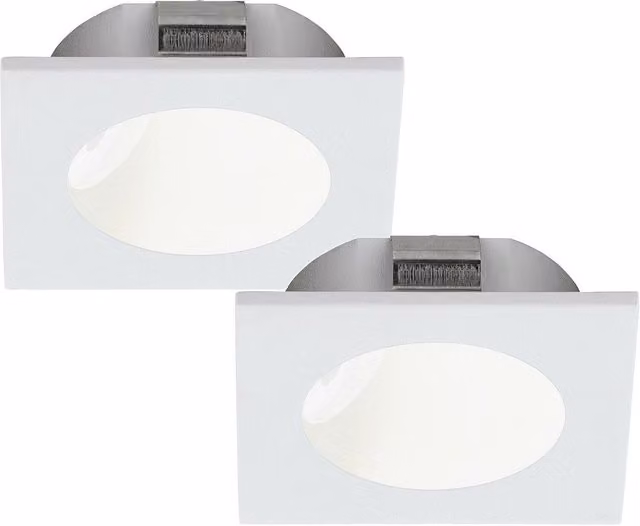 Loops 2 Pack White Cast Aluminium Square Flush Downlight for Wall or Ceiling with 2W Built-in LED
