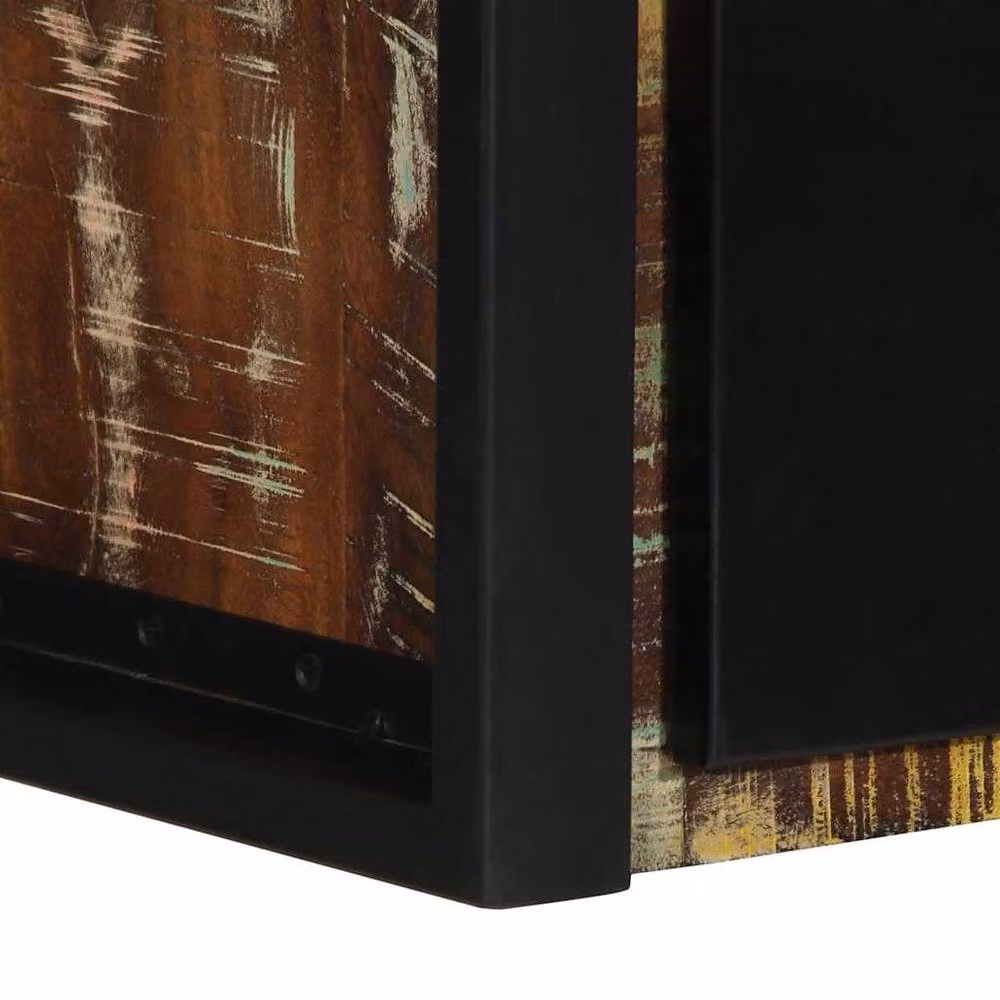 Berkfield Home Set of 2 Multicolour Rustic Solid Wood Bedside Cabinets, W/D/H: 40 x 35 x 25 cm – 6