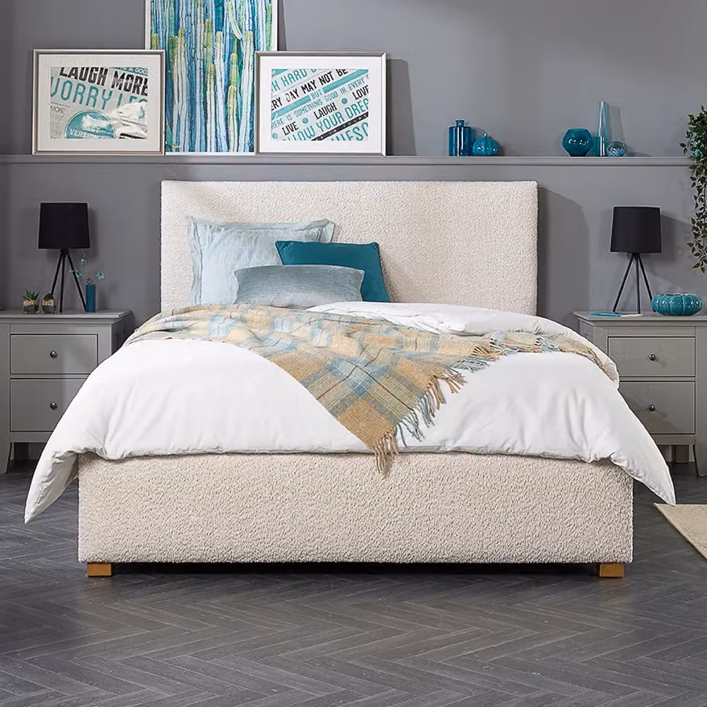 Aspire Bouclé Upholstered Garland Ottoman Bed Frame in Beige, W/D/H: 180 x 160 x 35 cm – 3