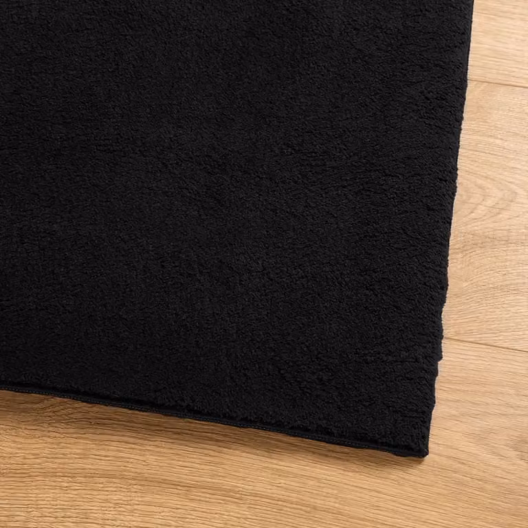 Berkfield Home HUARTE Black Short Pile Washable Rug, W: 100 cm x L: 200 cm