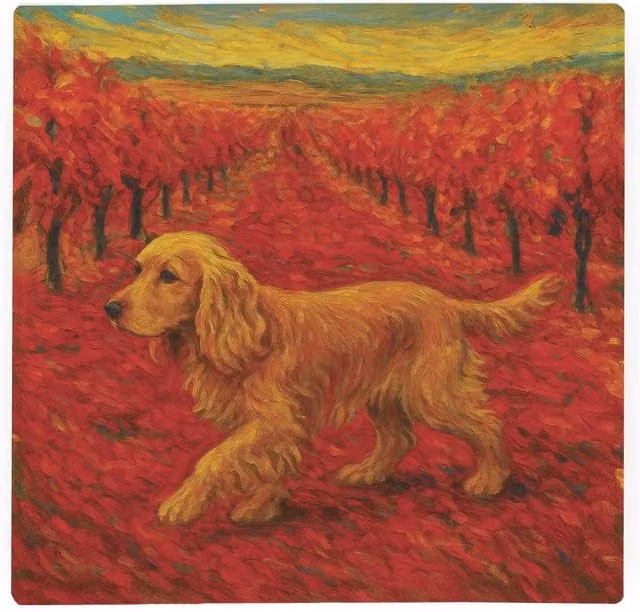 Purely Home Van Gogh Cocker Spaniel Large Square Glass Worktop Protector and Chopping Board in Multicolour