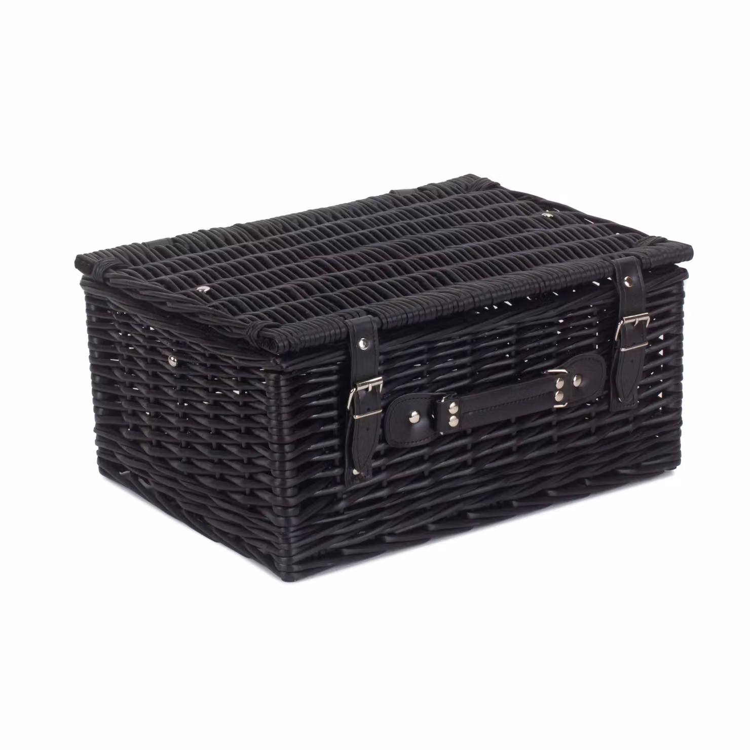 Red Wicker Picnic Basket with Black Willow Detail – 2
