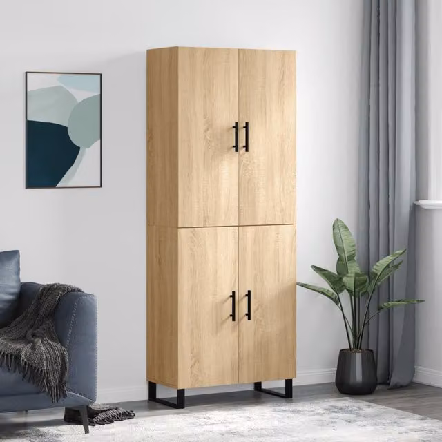 Berkfield Home Sonoma Oak Highboard in Brown, W/D/H: 69.5 x 34 x 180 cm