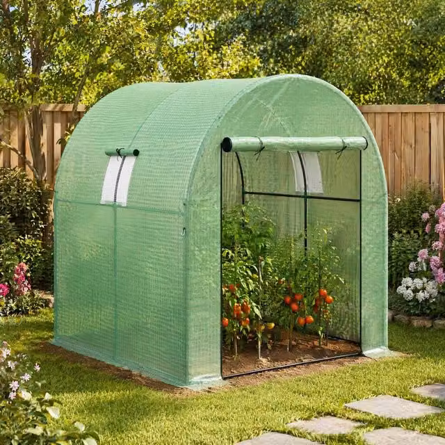 STILVORA Green Walk-In Polytunnel Greenhouse, W/D/H: 180 x 180 x 200 cm – 1