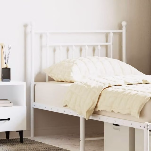 Berkfield Home Classic Metal Headboard in White, Width: 80 cm