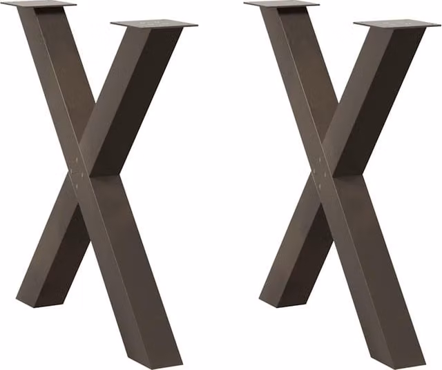 Berkfield Home X-Shaped Dining Table Legs, 2 Pieces, Brown Steel, H: 70-73 cm – 1