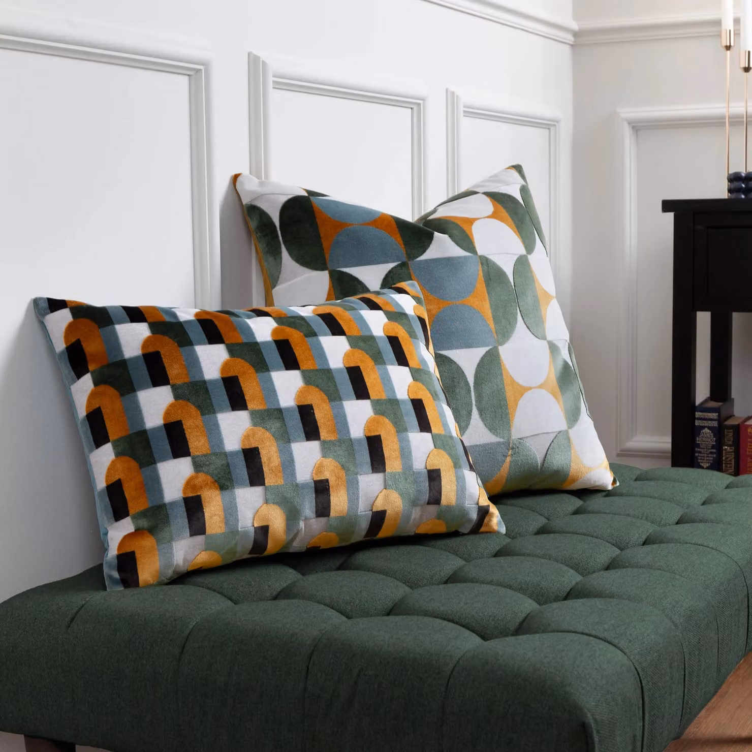 Paoletti Bardot Cut Velvet Square Polyester Filled Cushion, W/D/H: 50 x 50 x 50 cm, Yellow – 5