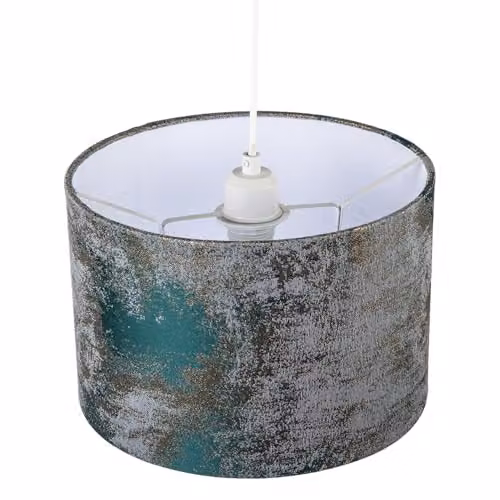 Happy Homewares Round Green and Gold Jacquard Fabric Lamp Shade, W/D/H: 30 x 30 x 20 cm – 2