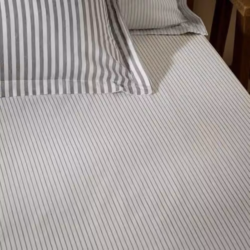 Yard Hebden Narrow Stripe 100% Cotton Fitted Sheet in Grey, W/D/H: 90 x 190 x 32 cm