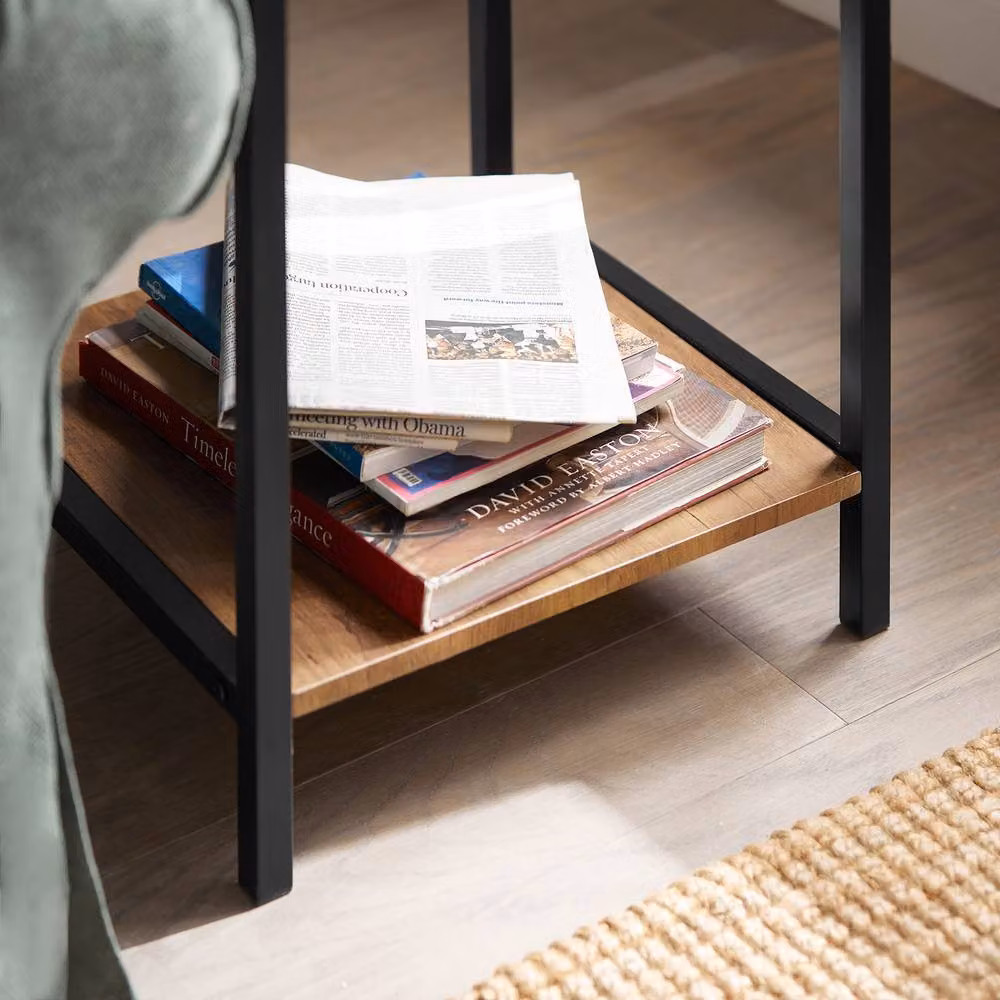 SoBuy Industrial Nesting Coffee Table Set with Black Metal Frame and MDF Tops – 4