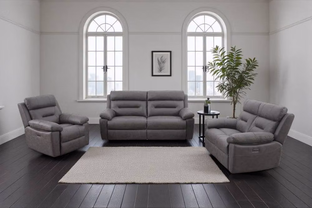 META Lucca Single Power Recliner Chair in Grey Fabric – 2
