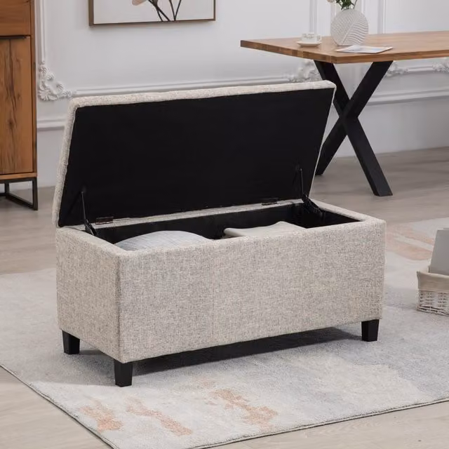 Artemis Home Henbury Fabric Storage Ottoman in Brown and Beige