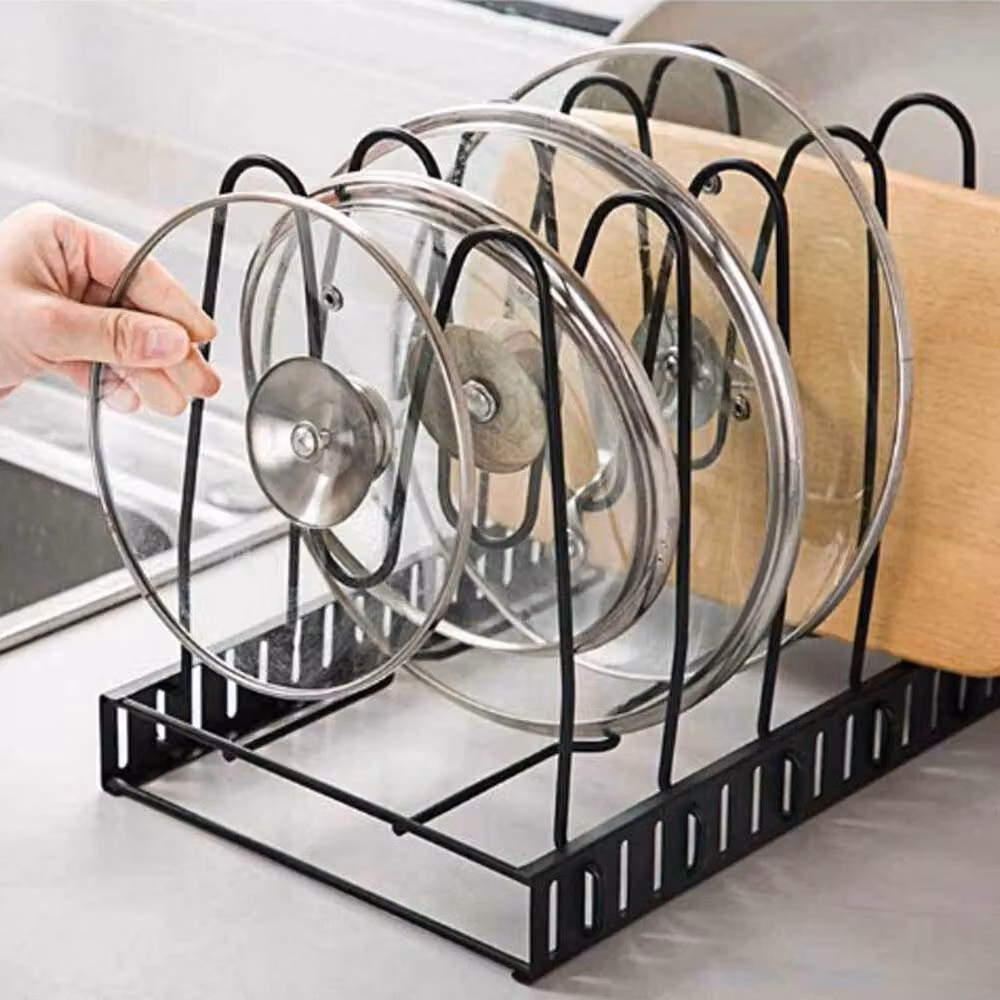 KORVIXA Adjustable Metal Saucepan Lid Holder in Black – 3