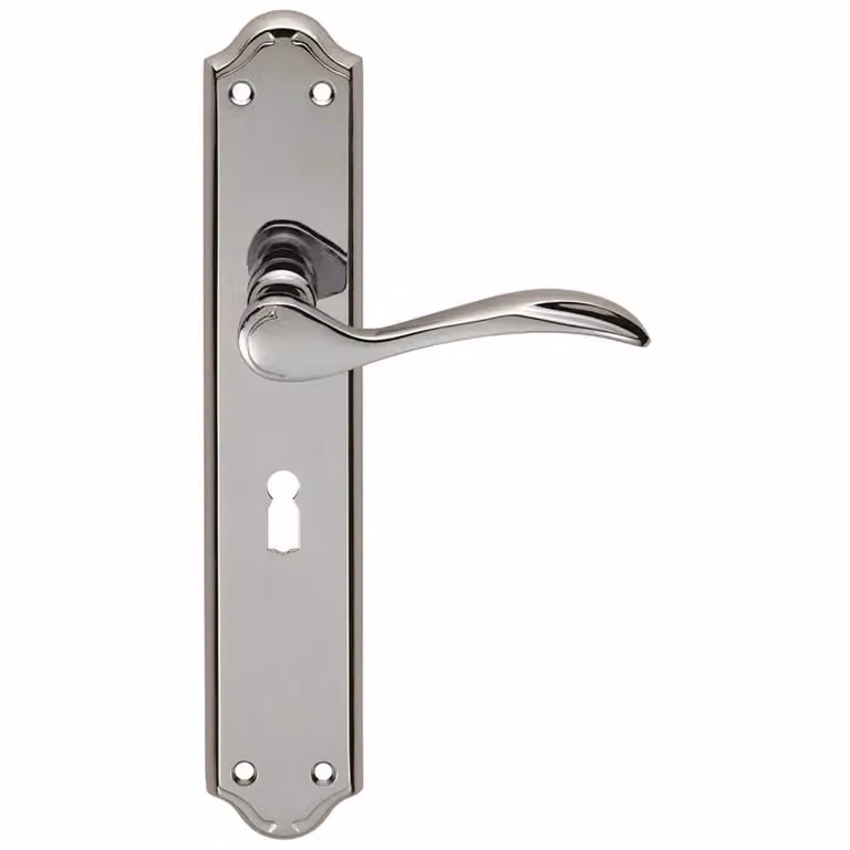Loops 4 Pair Curved Handle on Long Lock Backplate in Polished Chrome, 245 x 45 mm